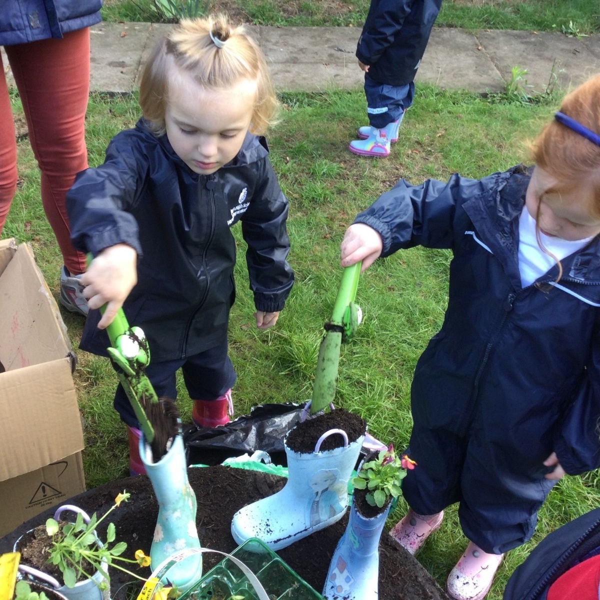 Warwick Preparatory School - Welly Planting At Forest School